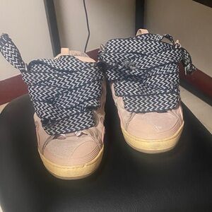 Lanvin Beige and Yellow Sneakers with Black Laces